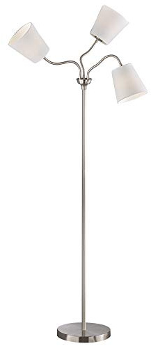 Reality Leuchten Stehleuchte Windu R40153001, Metall Nickel Matt, Stoffschirm Grau, exkl. 1xE27