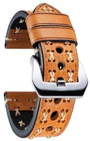 BINLUN Bracelet Montre en Cuir 20mm 22mm 24mm 26mm Rétro Bracelets en X-Forme Homme Femme Smartwatch Band Vintage Straps Dégagement Rapide Boho