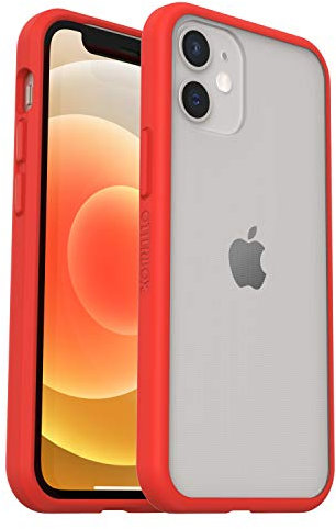 OtterBox Sleek Series Case IPhone 12 Mini, Shockproof, Drop Proof, Ultra-Slim, Protective Thin Case, Tested To Military Standard, Clear/Red, No Retail Packaging