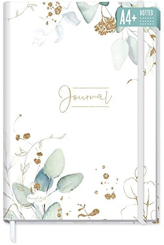 paper&you® Bullet Journal dotted A4+ mit Gummiband Blattgold 156 Seiten, Notizbuch gepunktet, Skizzenbuch, Tagebuch - nachhaltig & klimafreundlich
