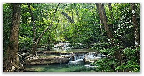 Tulup Glasbilder 140x70cm - Wandbild Druck auf Glas XXL Panorama-Bild Wandbilder aus Echt-Glas Sicherheitsglas Kunstdruck für Küche Wohnzimmer Wald Natur