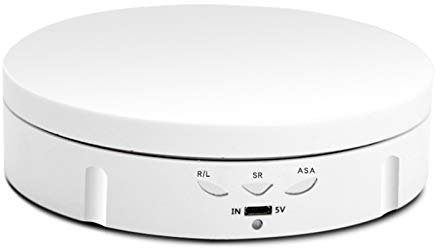 Docooler Supporto girevole a 360°, piatto elettrico girevole a 360°, con ricarica USB, girevole a 3 velocità, regolabile, per fotografia, display da collezione, colore bianco (#1)