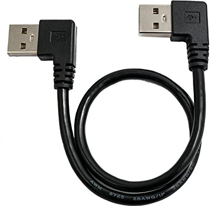 System-S USB 2.0 Kabel 30 cm Typ A Stecker zu Stecker Winkel in Schwarz