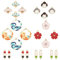 SUNNYCLUE 1 Box 40Pcs 5 Styles Assorted Colorful Enamel Alloy Pendant Charms Golden Plated Dango Sakura Flower Fan Flat Round Japanese Style Pendants for Jewelry Making Crafts Supplies