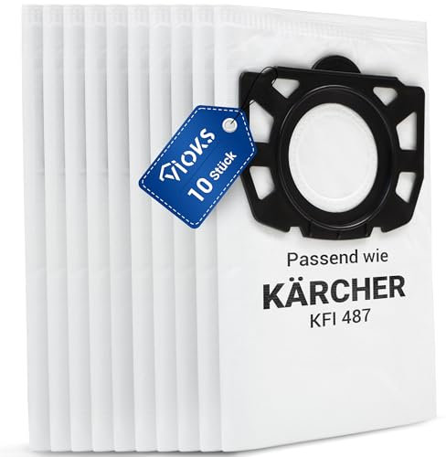 VIOKS Lot de 10 sacs d'aspirateur de rechange pour Kärcher 2.863-006.0 - Sacs d'aspirateur en non-tissé pour Kärcher WD4, Kärcher WD5, Kärcher WD6 - Accessoires pour aspirateur sec et humide Kärcher