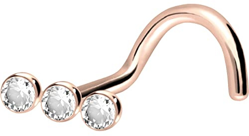 PIERCINGLINE Titanium nose piercing spiral | 3 CRYSTALS | nose stud