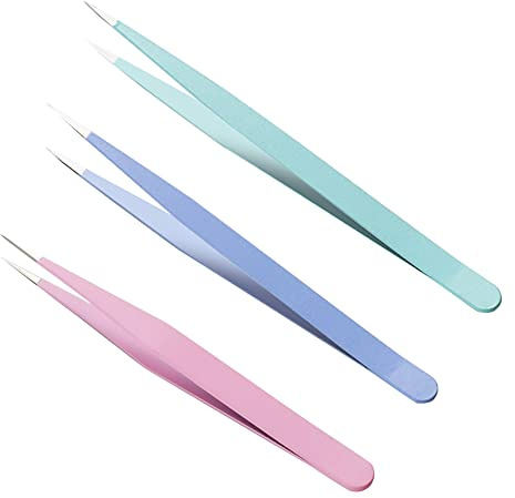 Generic Lot de 3 pinces à épiler diamant peinture en acier inoxydable DIY strass artisanat outils mosaïque accessoires