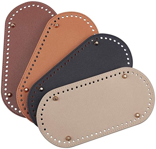 KOMUNJ 4 Stück Häkeltasche Unten 25x12cm Ovale Bodentasche Lederböden Für Taschen Kissenbasis Mit Löchern Tasche Umhängetaschen DIY-Zubehör