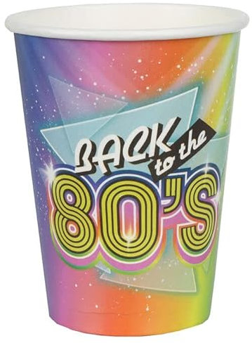 PAINT IT EASY NEU Papp-Becher Back to the 80s-Party, 10 Stück, ca. 266ml