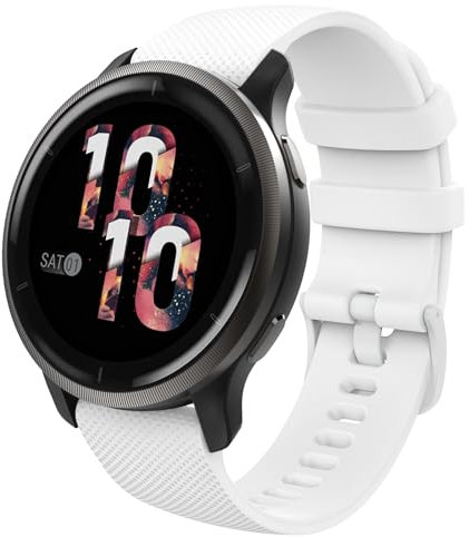 MoKo Bracelet de Montre Compatible avec Garmin Vivoactive 4S/Forerunner 255S/255S Music/Venu 2S/Vivomove 3S, 18mm Bracelet Sport de Remplacement en Silicone, Blanc