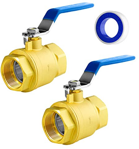 WiseWater 2,5 cm, 2 Stück NPT Vollanschluss-Kugelhahn, 2,5 cm Gewinde-Kugelhahn mit 1/4 Drehung blauem Griff, 600 WOG Messing-Kugelhahn, Messing-Sanitärarmatur, UPC-zertifiziert