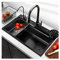 Fregadero De Cascada Nano Raindance De Acero Inoxidable 304 para Cocina, Con Grifo Extraíble Fregaderos Grandes De Un Tazón, Con Grifo, Lavabo, Arandela De Vidrio, Tabla De Cortar (