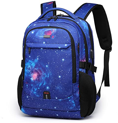 DUSLANG 17 Inch Laptop Backpack for Travel Water Resistant College Backpack for Men with USB Charging Port,Sky Blue