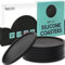 6 Pack Silicone Coasters by Smith’s® | 10cm Diameter | Black / V2 | Round | Anti-Slip Base | Safe, Non-Toxic Silicone | Safe for All Surfaces