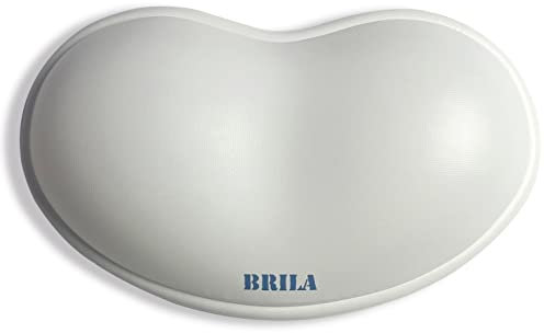 BRILA Soft Mouse Wrist Support Cushion Rest Pad, PU Leather Silicone Gel WristHandElbow Pillow for Computer Laptop Mouse Office Work & Gaming (White Leather)