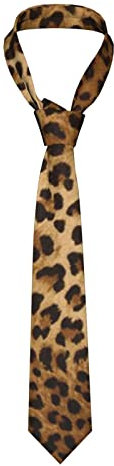 Herren-Krawatten, Leopardenmuster, klassisch, formell, Seidenkrawatte, modisch, 145 cm für Hochzeit, Business, Party, Schwarz , One size