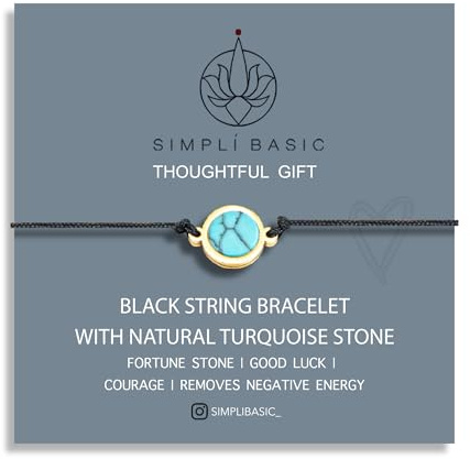 SIMPLÍ BASIC Natural Stone Red String Bracelet | Handmade Good Luck Bracelet | Adjustable Protection | Gift for Her & Him | Mother’s Day & Valentine’s