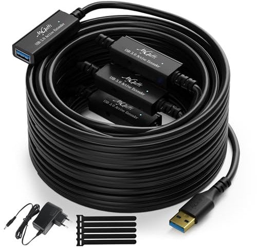 Mygatti 30 M USB 3.0 Cavo di prolunga del ripetitore attivo,22 AWG prolunga USB A maschio-femmina per carichi pesanti,4 chip amplificatore di segnale,USB 3.0 Male to Female,per stampante,Xbox,ecc.