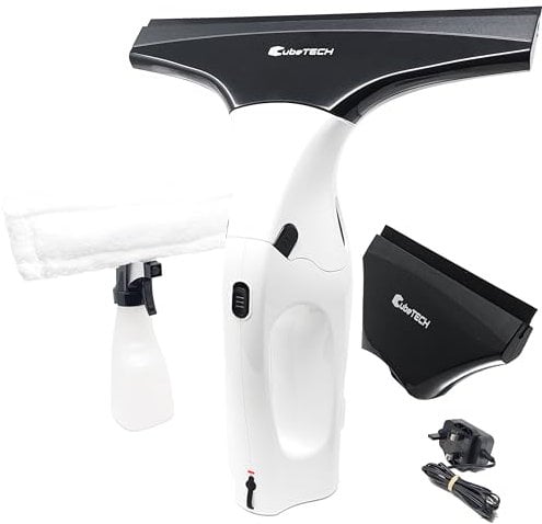 CubeTECH CTWV2 Cordless Vacuum Cleaner - Handheld Vacuum Cordless Rechargeable Power Kit (Microfibre Cloth & Window Squeegee Vacuum) Cleaning Condensation Double Glazed Glass Window Cleaning