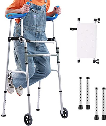 Rollator-Gehhilfen Standard-Gehhilfe mit Armlehne, kompakter Rollator für Senioren/ältere Menschen, höhenverstellbar, leichtes Rehabilitations-Hilfsgehgestell, aufrechte Gehhilfe faltbar (Fa
