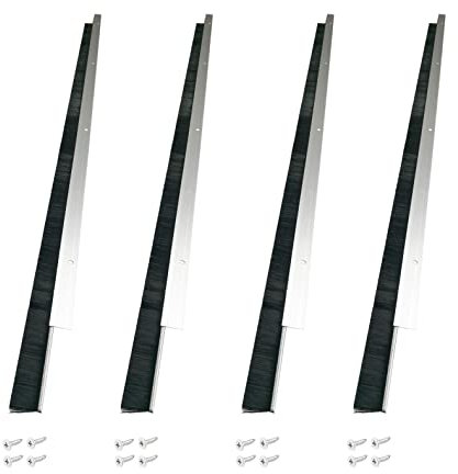 Retsun 4 Sets Extra-Wide Door Brush Seal Strip – 61mm (2.4) Width, 880mm (34.6) Length, Silver Aluminum Frame with Durable Black PP Bristles, Dustproof & Weatherproof(1.5in, 4)