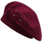 ZLYC Damen Wolle Baskenmütze Klassische Französischen Barett Warm Beret Mütze(Zwei Blumen Burgund)