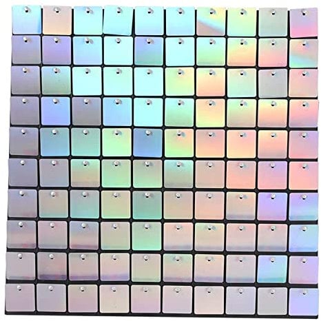 Trimming Shop 1pc Sequin Wall Panels Rainbow Shimmer Square Sequin Wall Backdrop Panels for Birthday Anniversary Wedding Baby Shower Graduation Bachelorette Party Decoration 30cmx30cm