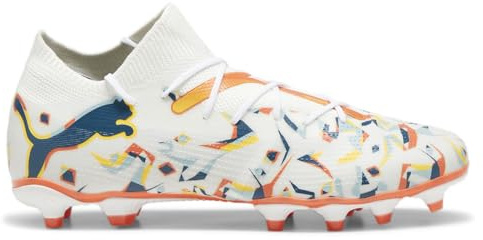 PUMA Mens Future 7 Match Creativity Firm GroundArtificial Ground Soccer Cleats - White, Puma White/Ocean Tropic/Turquoise Surf/Hot Heat/Sun Stream, 47 EU