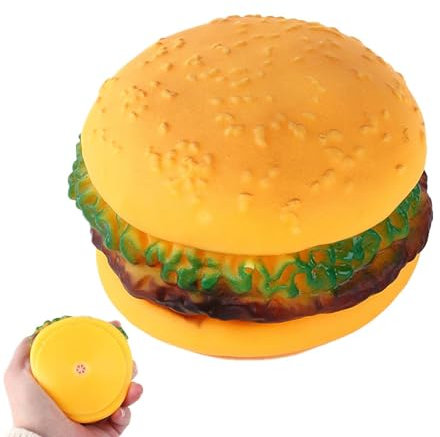 Rurunklee Cheeseburger Hundespielzeug | Bissfestes Hundezahnreinigungs-Kau- und Quietschspielzeug - Niedliches Hamburger Haustierspielzeug, weiches Hundetrainingsspielzeug für Hunde und Katzen