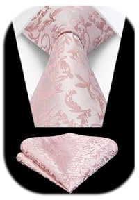 Enlision Cravate Homme Rose Paisley Mariage Cravates et Pochette Set Floral Ensemble Élégant pour Fête