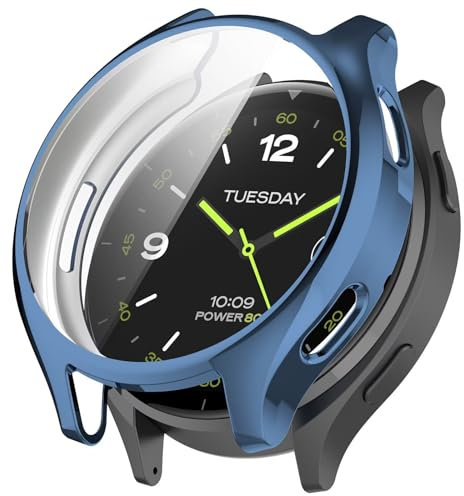 FTRONGRT Coque pour Xiaomi Watch 2, Boîtier de Montre Tout Compris en TPU Souple pour Galvanoplastie, Housse pour Xiaomi Watch 2 Smartwatch.Bleu