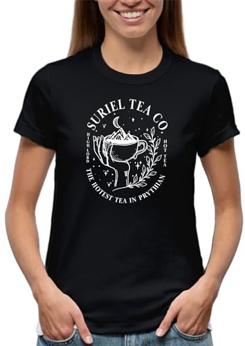 Suriel Tea Co Acotar Court of Thorns and Roses Damen Schwarz T-Shirt Size M