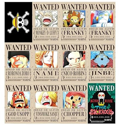 12 Stück Anime Japanese Wanted Poster, Poster Vintage, Cartoon Poster Wall Collage Kit Ästhetische Bilder, DIY Kartenpapier Teenager Raumdekoration Poster Geschenke für Anime-Liebhaber 28.5 * 21cm