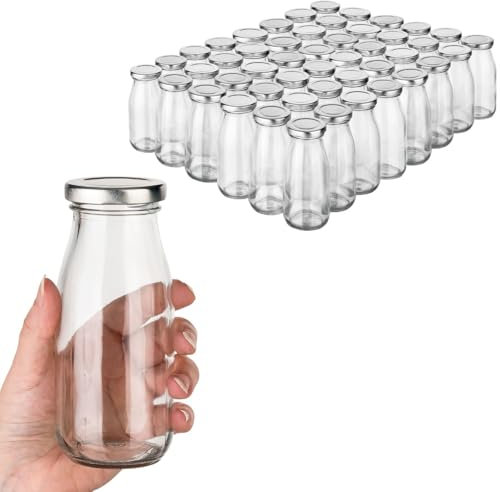96x Milchflasche Glasflasche 250ml - kleine Glasflaschen zum Befüllen leere Flaschen zum Befüllen mit Schraubverschluss Smoothie Flasche Glas Weithalsflasche Milchbehälter