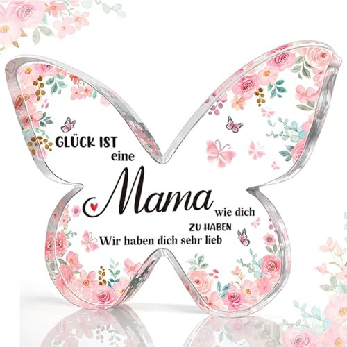 Ljevandria Mama Geschenk Geburtstagsgeschenk für Mütter zu Muttertag Geburtstag Besondere Geschenke für Mutter die Alles haben Acryl Schmetterling Das Beste Mutter Tochter Geschenk