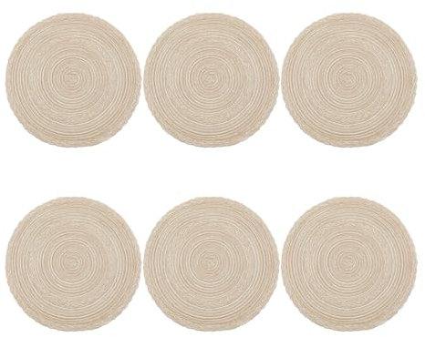 6er Set Gewebtes Platzsets, 30cm Natürlichem Geflochten Platzsets, Tischsets Abwaschbar Geflochten Platzdeckchen Hitzebeständig für Esszimmer und Couchtisch