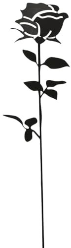 Gartenstab Rose Dekostecker für innen und außen 43 cm - Wetterfeste aus Eisen Gartendeko für Balkon und Garten, Schwarz-matt - Ideal als Gartenstecker, Pflanzenstecker und Beet Blumentöpfe Deko