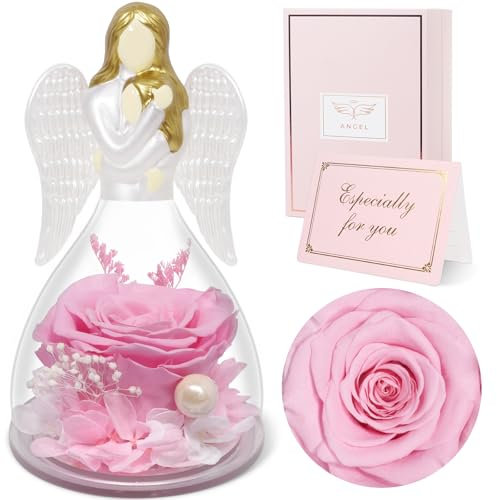 Sunia Ewige Rose Engel Geschenk für Mama - Blume Engel Figur für Muttertag, Mutter Tochter, Geburtstag