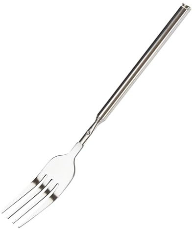 KGDUYC 1 pièces Fourchette rétractable en acier inoxydable - Fourchette télescopique extensible 63 cm de long Fruits de dîner extensibles pour rôtir Barbecue Dîner Dessert aux fruits
