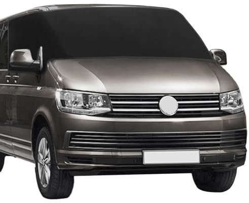 QWORK® Windschutzscheiben Abdeckung Kompatibel mit VW T6 2016-2022, 600D Wetterfestes Oxford-Gewebe mit PVC-Beschichtung, Allwetterschutz