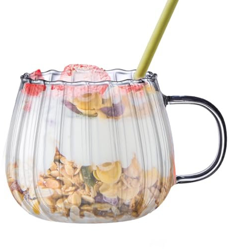 Biniveil 400ml Tasses À Citrouille Transparentes | Tasses De Citrouille En Verre Avec Poignée | Tasses À Café En Verre Transparent | Tasses Classiques D'Halloween | Pour Café, Thé, Lait, Jus
