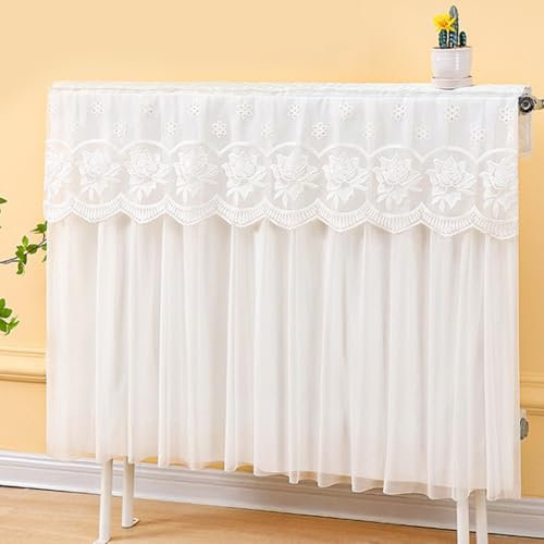 Radiator Dust Cover, Elegant Lace Radiator Cover Dust Cover, Heating Sheet Dust Cover, Breathable, White Fabric(60cm)