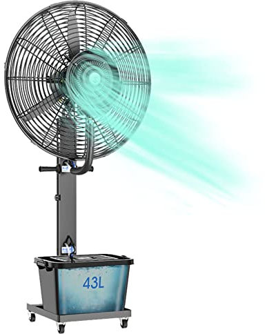 WANGXLGD Ventilador oscilante de 90° con señor, Ventilador de nebulización con Tanque de Gran Capacidad de 12 galones, Ventilador de refrigeración Industrial para Garaje y Patio al Aire Libre (71cm)