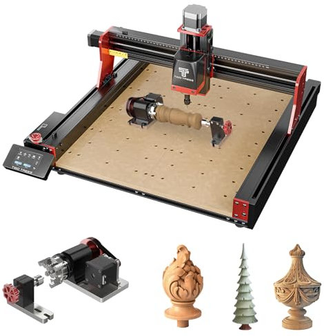Twotrees TTC450 Pro 4 ejes CNC Router CNC área de trabajo 460 x 460 x 80 mm para grabado, corte de MDF, acrílico, nailon de madera maciza con rodillo giratorio