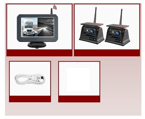 5 2CH Digital Wireless car monitor solar magnetic reverse backup camera RV caravan Display for Truck Portable IR Night Vision(2cam)