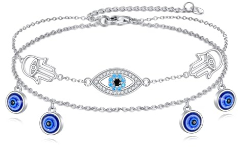 POPLYKE Schmetterling/böses Auge Anket Sterling Silber Verstellbare Kette Schmuck für Frauen