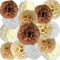 We Moment Zone Boho Hochzeit Deko,15 Stück Braun Creme Papier Pompons,Beige Weiß Pompoms c