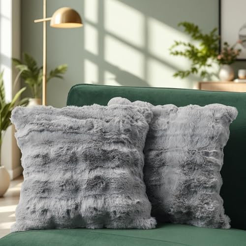 Paco Home 2er Set Deko Wohnzimmer Kissen Boho Kissenbezug Aesthetic Kopfkissen Sofakissen Modern Kissenhülle Waschbar, Farbe:Grau, Sets:2pcs-Set