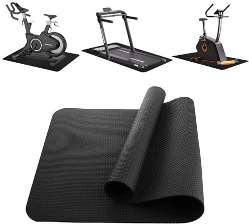 ASelected 120 x 60 CM Treadmill Mat, Black Exercise Bike Mat Heavy-Duty Walking Pad Mat for Carpet Protective Floor mat for Under Stationary Bike, Spin Bike, Fitness Equipment