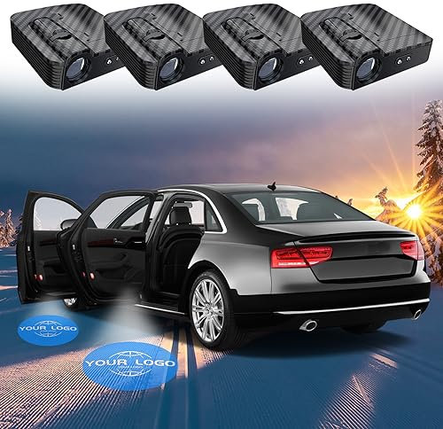 4 Stück Personalisierte HD LED TüRbeleuchtung Logo Projektor, Universal Drahtlose Autotür Logo Licht, Einstiegsbeleuchtung für Autotür (Laser Typ)